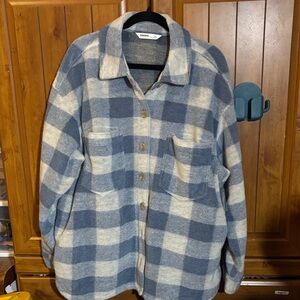 NWT Sonoma Blue and Cream Checkered Jacket Size XXL